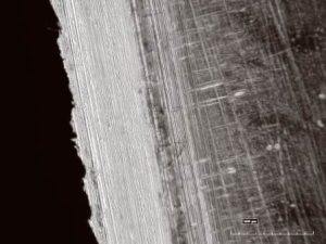 the uneven blade before using the knife sharpener