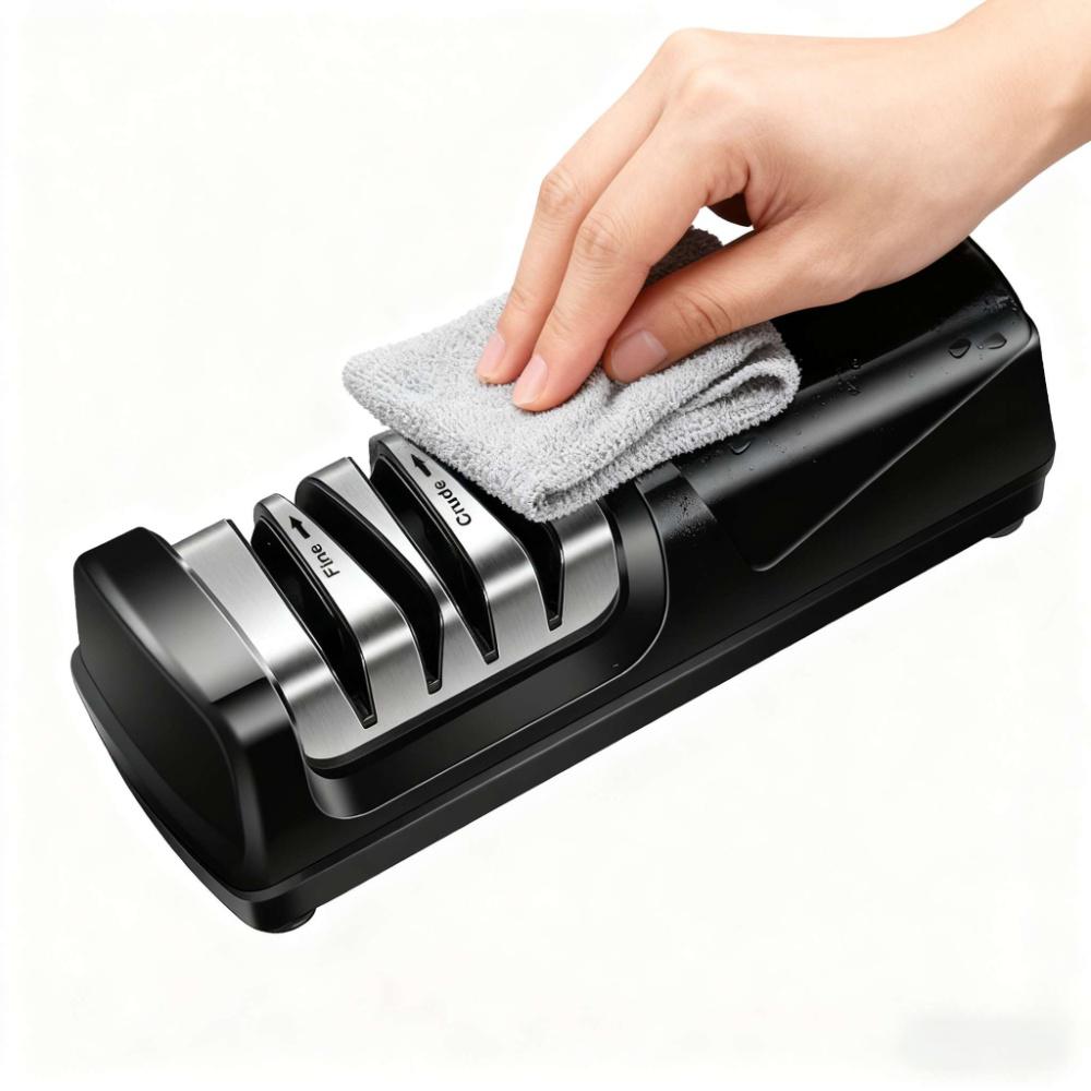 wipe the knife sharpener with a piece of soft fabric