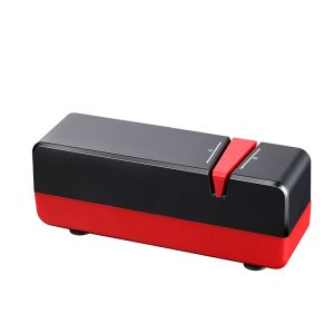 Electric sharpener – compact design, black & red, for kitchen knife maintenance