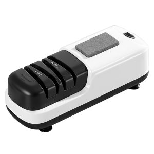 a white electric knife sharpener