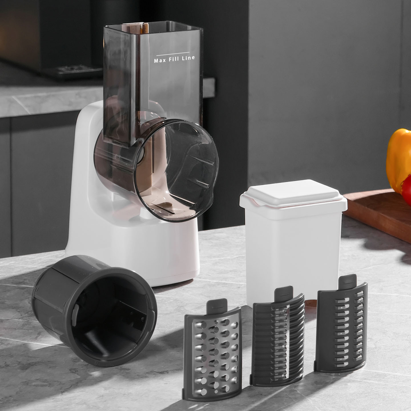 VS775 interchangeable stainless steel vegetable cutting attachments